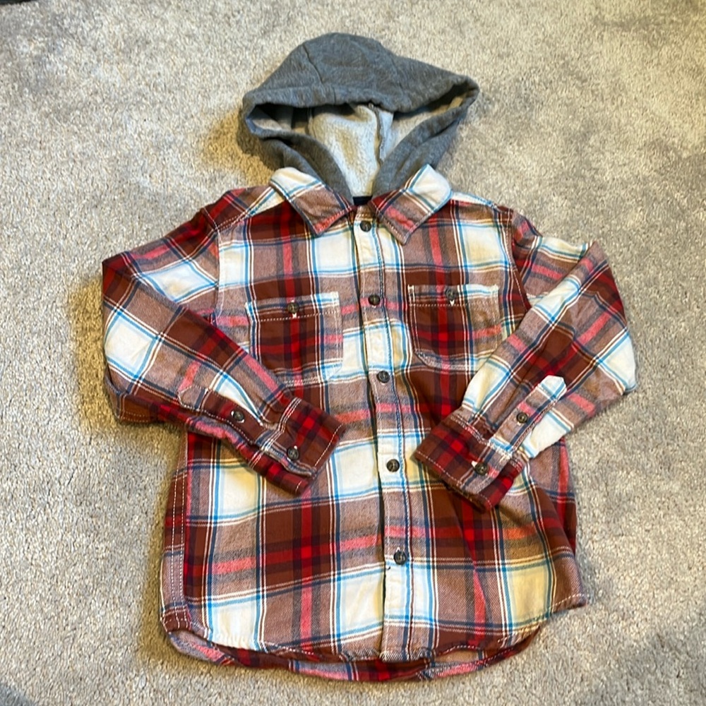 Red Plaid Shirt with Hood